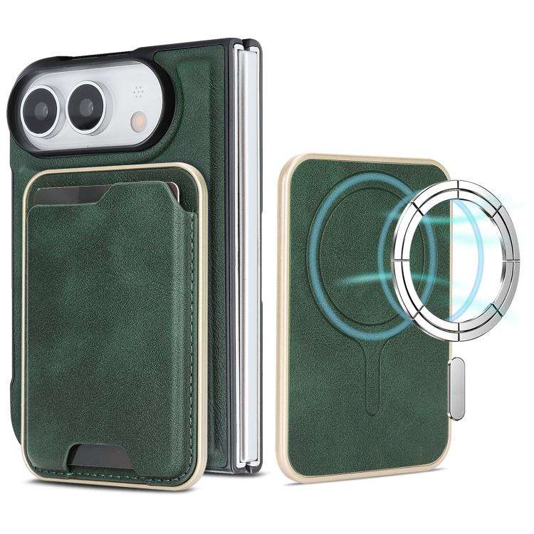 Kalebol Slim MagSafe Ring Magnetic Card Bag Leather Phone Case, For iPhone Duo, For iPhone 18 Pro...