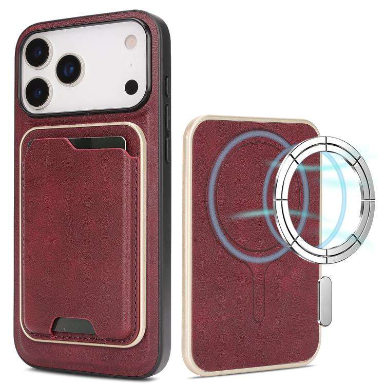 Kalebol Slim MagSafe Ring Magnetic Card Bag Leather Phone Case, For iPhone Duo, For iPhone 18 Pro...