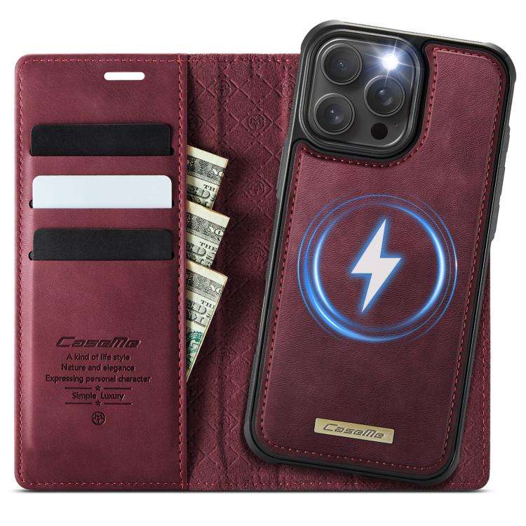 CaseMe C49 MagSafe RFID Blocking Detachable Wallet Leather Phone Case, For iPhone 17e / 16e, For ...