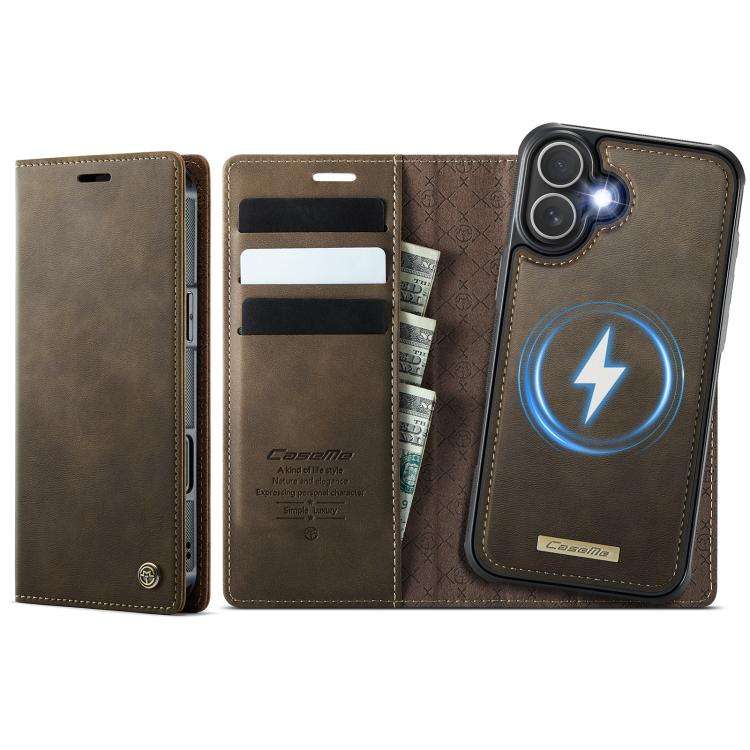 CaseMe C49 MagSafe RFID Blocking Detachable Wallet Leather Phone Case, For iPhone 17e / 16e, For ...