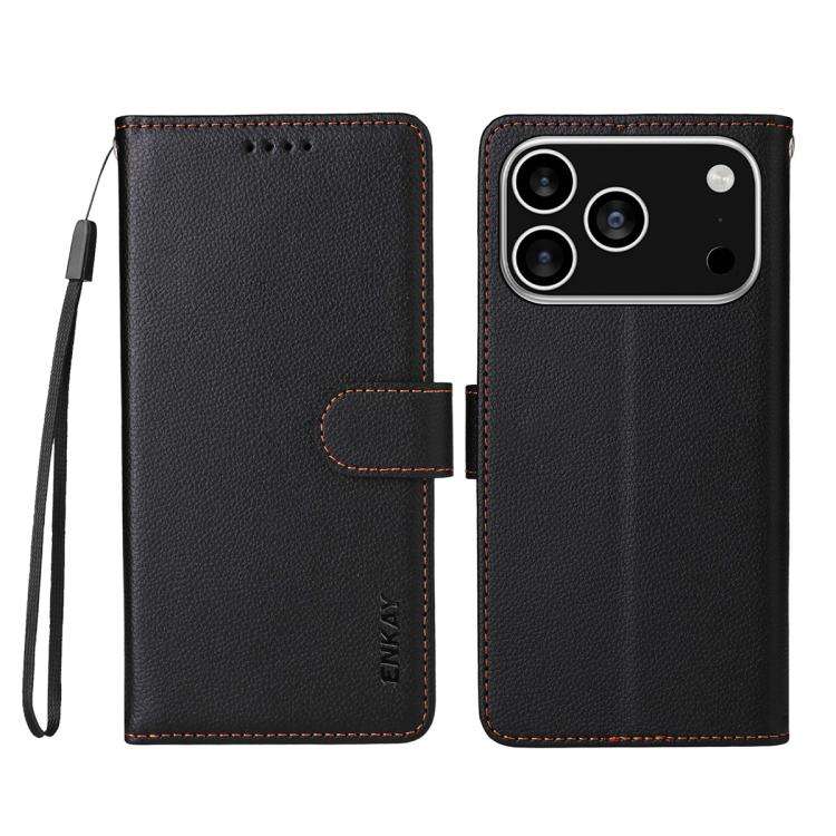 ENKAY RFID Blocking Wallet Kickstand Litchi Texture Leather Phone Case, For iPhone 18 Pro / 17 Pr...
