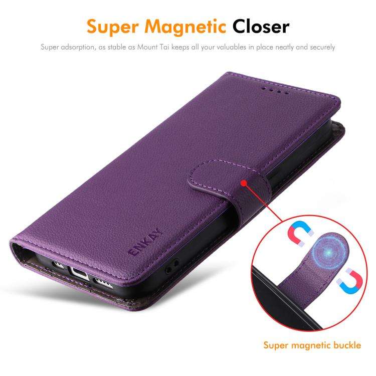 ENKAY RFID Blocking Wallet Kickstand Litchi Texture Leather Phone Case, For iPhone 18 Pro / 17 Pr...