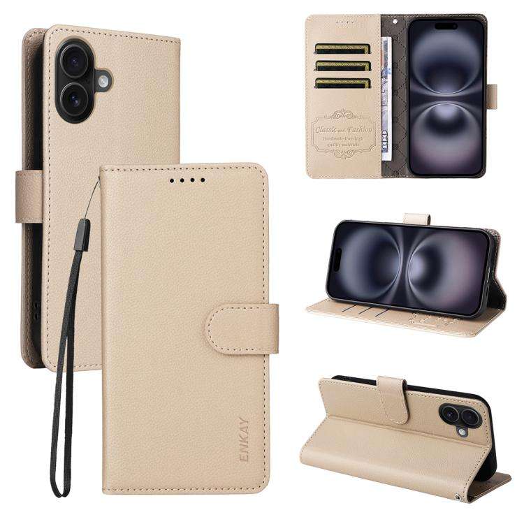 ENKAY RFID Blocking Wallet Kickstand Litchi Texture Leather Phone Case, For iPhone 18 Pro / 17 Pr...