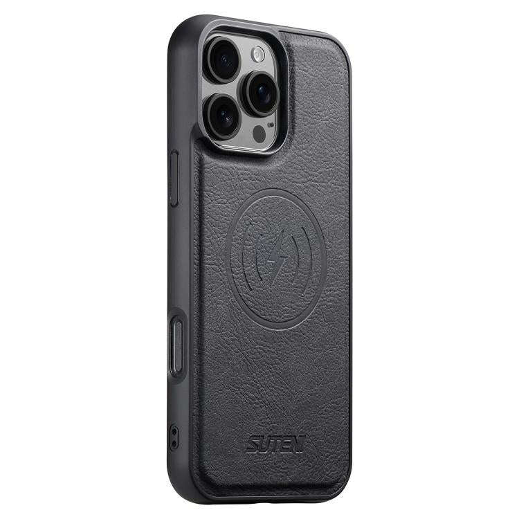 Suteni G5 Litchi Leather Magnetic MagSafe Phone Case, For iPhone 18, For iPhone 18 Pro, For iPhon...