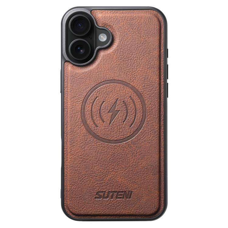Suteni G5 Litchi Leather Magnetic MagSafe Phone Case, For iPhone 18, For iPhone 18 Pro, For iPhon...