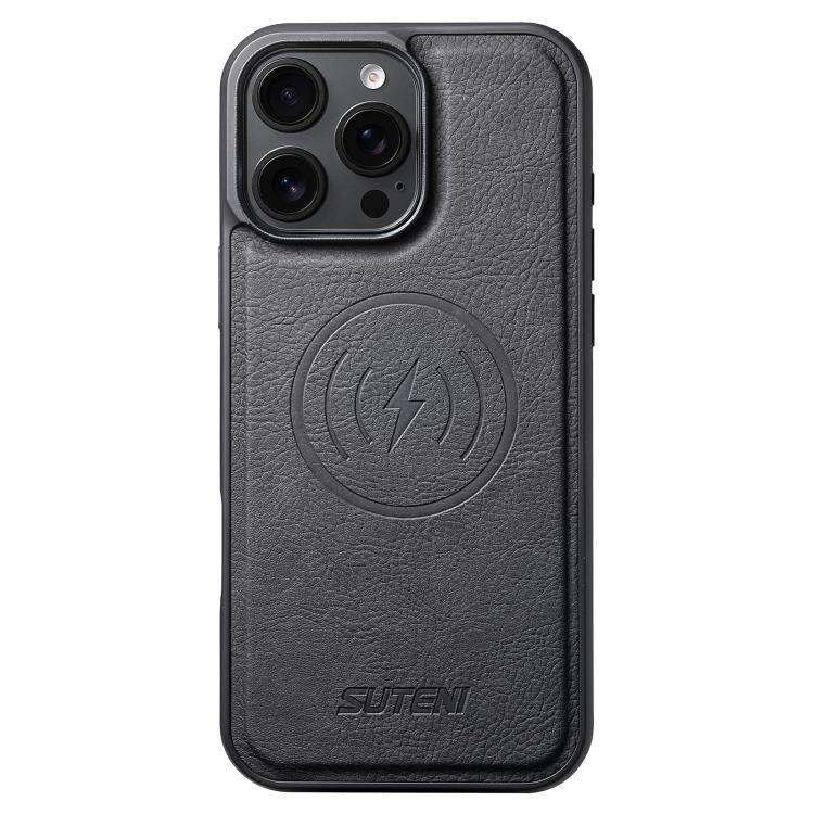 Suteni G5 Litchi Leather Magnetic MagSafe Phone Case, For iPhone 18, For iPhone 18 Pro, For iPhon...