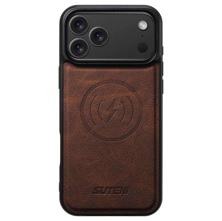 Suteni G5 Litchi Leather Magnetic MagSafe Phone Case, For iPhone 18, For iPhone 18 Pro, For iPhon...