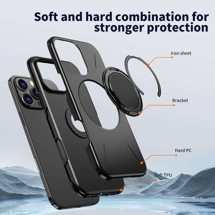 Kalebol Magnetic MagSafe Rotation Holder PC Phone Case, For iPhone 15 Pro, For iPhone 15, For iPh...