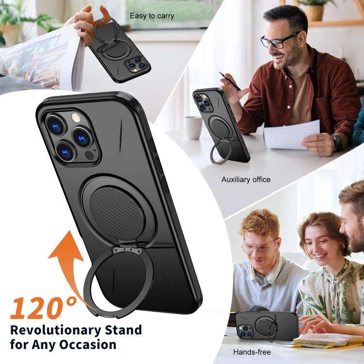 Kalebol Magnetic MagSafe Rotation Holder PC Phone Case, For iPhone 15 Pro, For iPhone 15, For iPh...