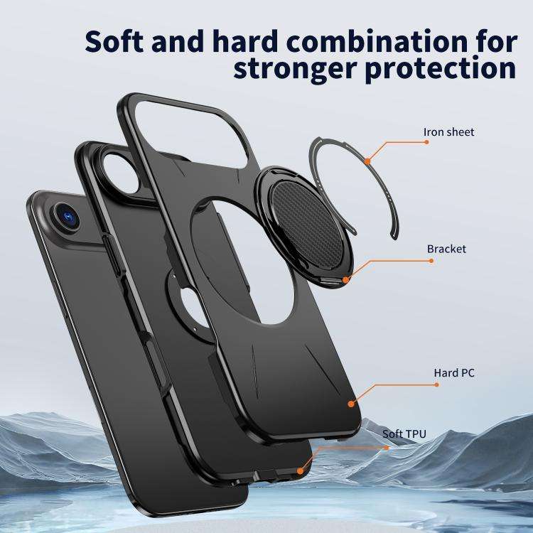 Kalebol Magnetic MagSafe Rotation Holder PC Phone Case, For iPhone Air, For iPhone 16 Pro Max, Fo...
