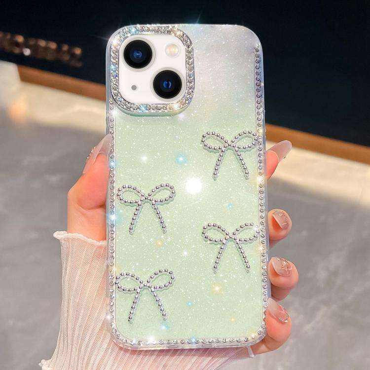 Diamond Glitter Bow-knot Four-Corner Shockproof Phone Case, For iPhone 15 Pro Max, For iPhone 15 ...