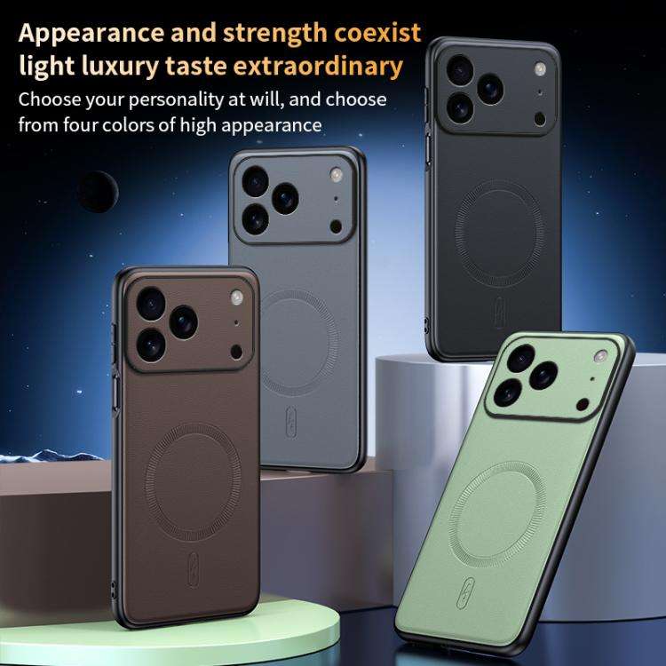 Plain Leather MagSafe Shockproof Phone Case, For iPhone 17 Pro Max, For iPhone 17 Pro, For iPhone...