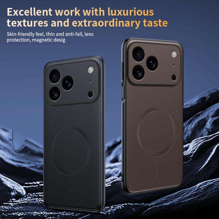 Plain Leather MagSafe Shockproof Phone Case, For iPhone 17 Pro Max, For iPhone 17 Pro, For iPhone...