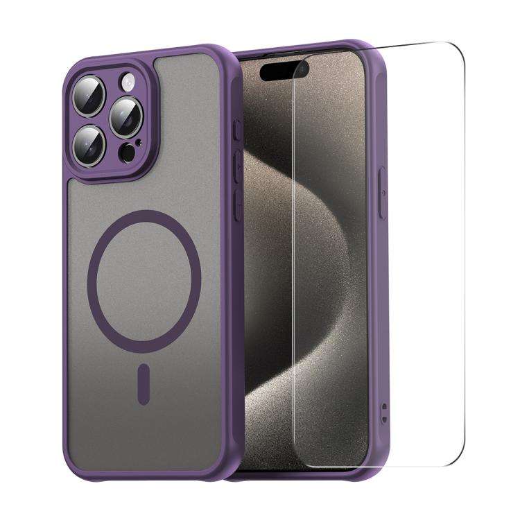ENKAY Hat-Prince MagSafe Matte Translucent Shockproof Phone Case with Large Arc Edge Film, For iP...