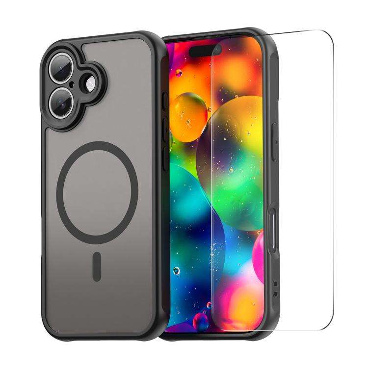 ENKAY Hat-Prince MagSafe Matte Translucent Shockproof Phone Case with Large Arc Edge Film, For iP...