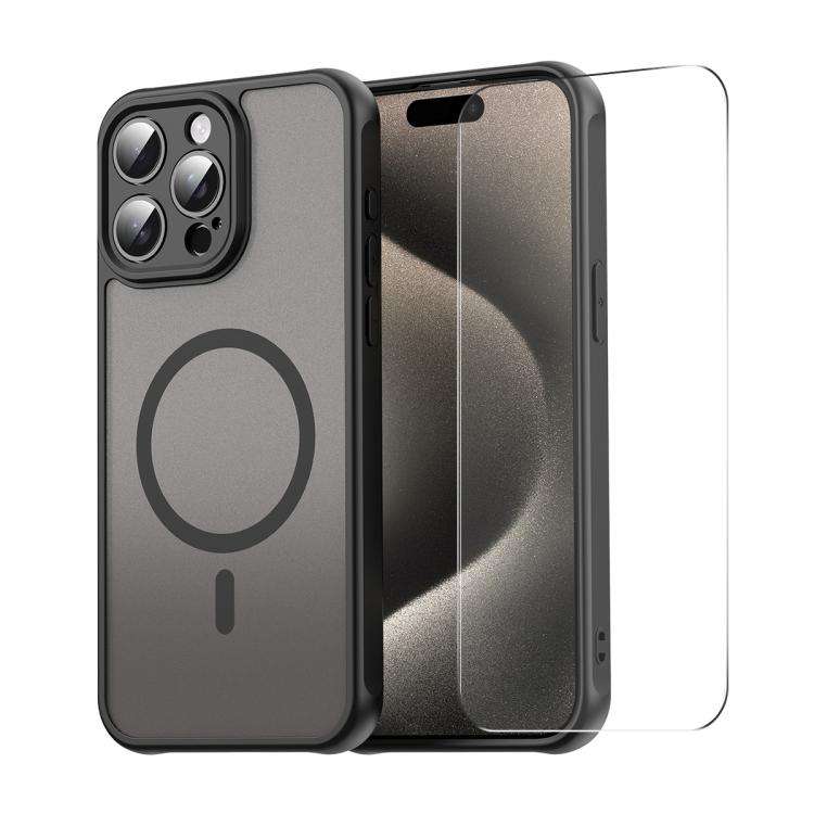 ENKAY Hat-Prince MagSafe Matte Translucent Shockproof Phone Case with Large Arc Edge Film, For iP...