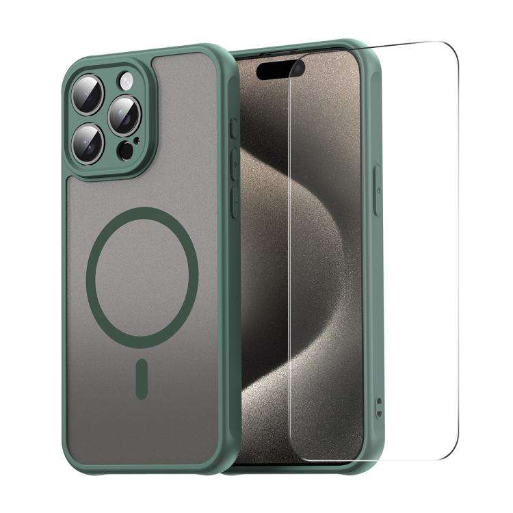 ENKAY Hat-Prince MagSafe Matte Translucent Shockproof Phone Case with Large Arc Edge Film, For iP...