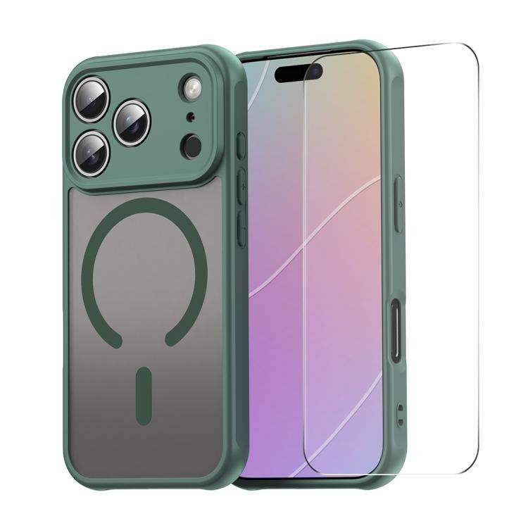 ENKAY Hat-Prince MagSafe Matte Translucent Shockproof Phone Case with Large Arc Edge Film, For iP...