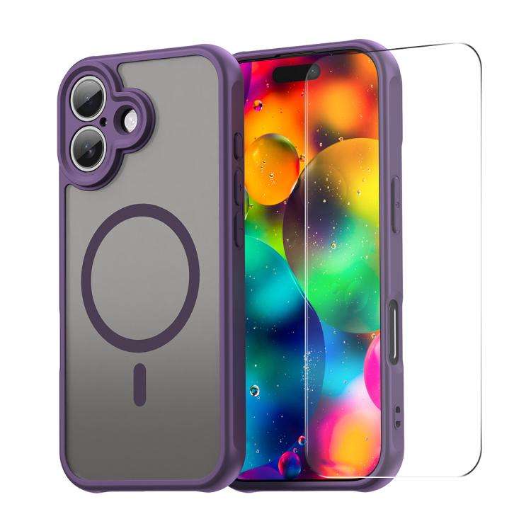 ENKAY Hat-Prince MagSafe Matte Translucent Shockproof Phone Case with Large Arc Edge Film, For iP...