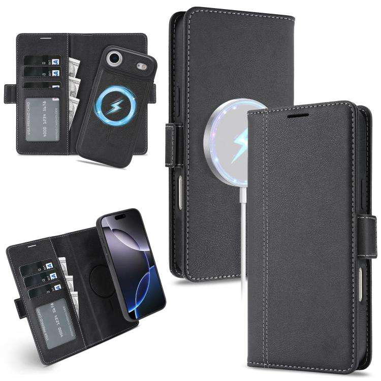 Kalebol Strong Magnetic MagSafe Ring 2 In 1 Split Leather Phone Case, For iPhone 17e / 16e, For i...