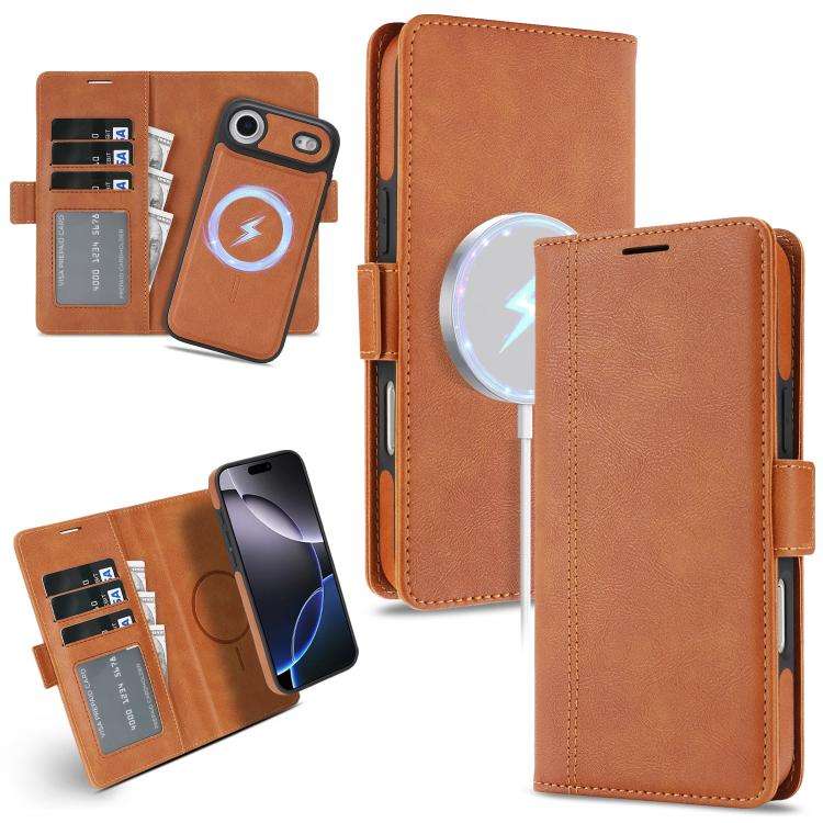 Kalebol Strong Magnetic MagSafe Ring 2 In 1 Split Leather Phone Case, For iPhone 17e / 16e, For i...