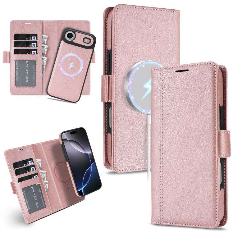Kalebol Strong Magnetic MagSafe Ring 2 In 1 Split Leather Phone Case, For iPhone 17e / 16e, For i...