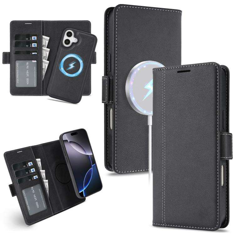 Kalebol Strong Magnetic MagSafe Ring 2 In 1 Split Leather Phone Case, For iPhone 17e / 16e, For i...