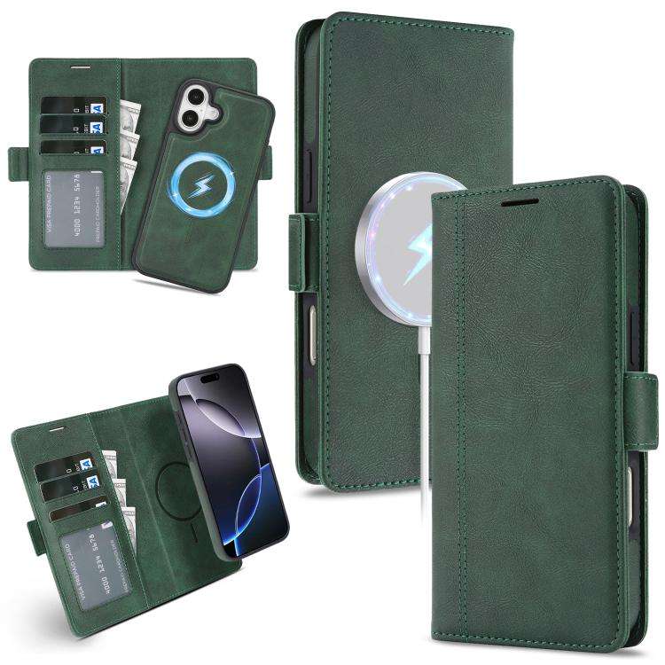 Kalebol Strong Magnetic MagSafe Ring 2 In 1 Split Leather Phone Case, For iPhone 17e / 16e, For i...