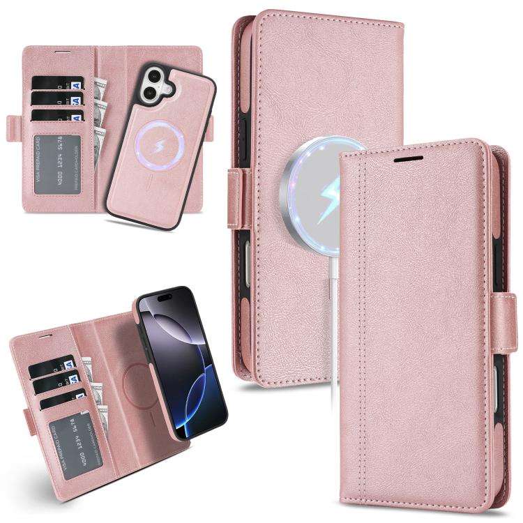 Kalebol Strong Magnetic MagSafe Ring 2 In 1 Split Leather Phone Case, For iPhone 17e / 16e, For i...