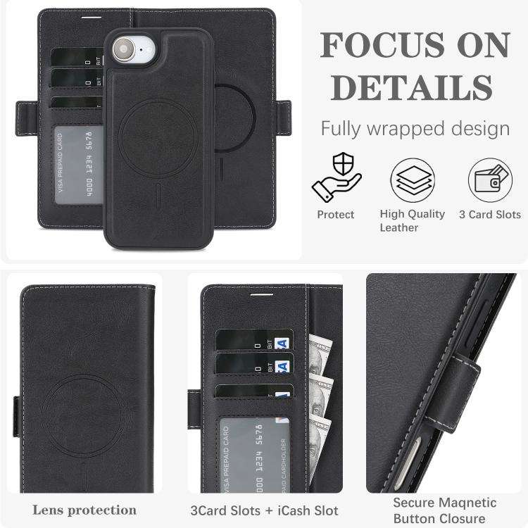 Kalebol Strong Magnetic MagSafe Ring 2 In 1 Split Leather Phone Case, For iPhone 17e / 16e, For i...