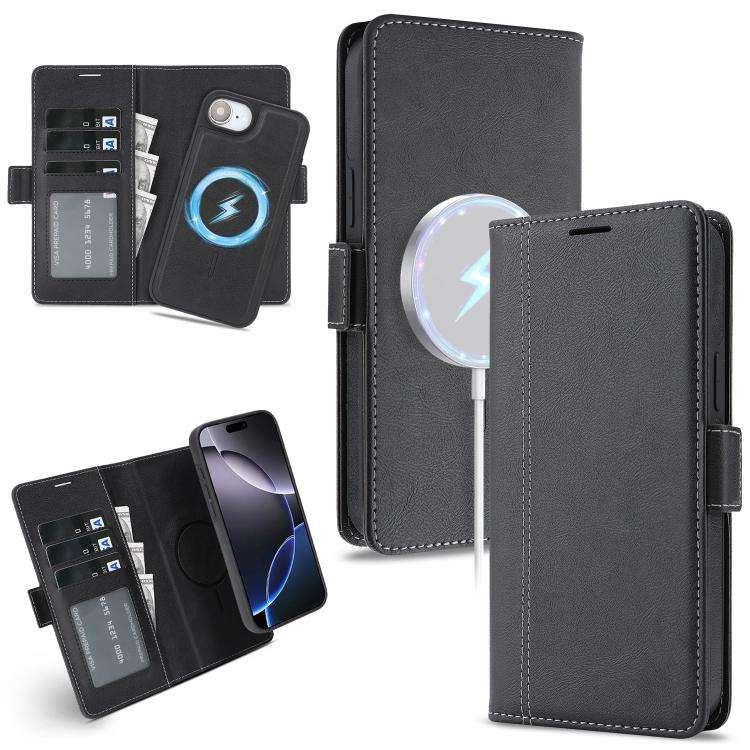 Kalebol Strong Magnetic MagSafe Ring 2 In 1 Split Leather Phone Case, For iPhone 17e / 16e, For i...