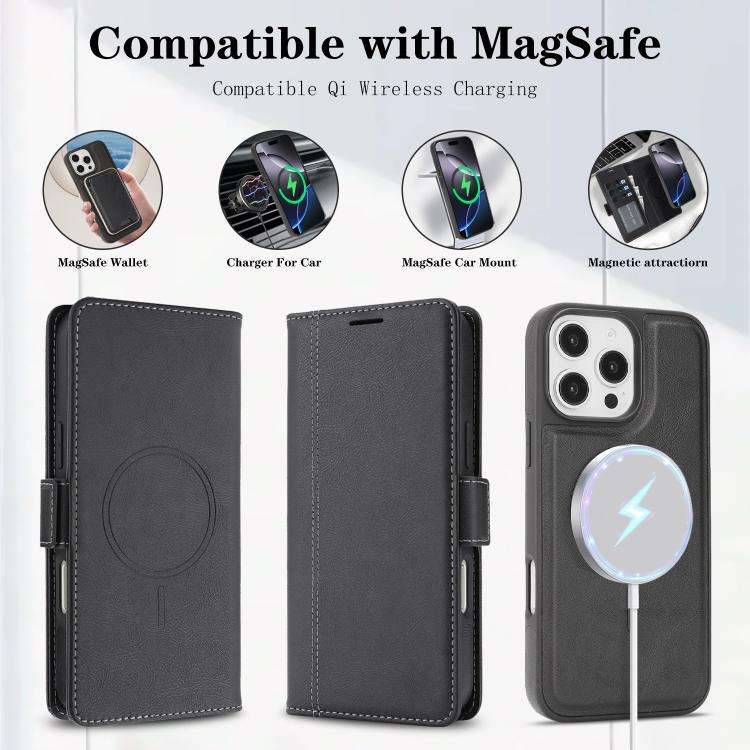 Kalebol Strong Magnetic MagSafe Ring 2 In 1 Split Leather Phone Case, For iPhone 15 Pro Max, For ...