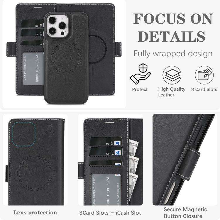Kalebol Strong Magnetic MagSafe Ring 2 In 1 Split Leather Phone Case, For iPhone 15 Pro Max, For ...