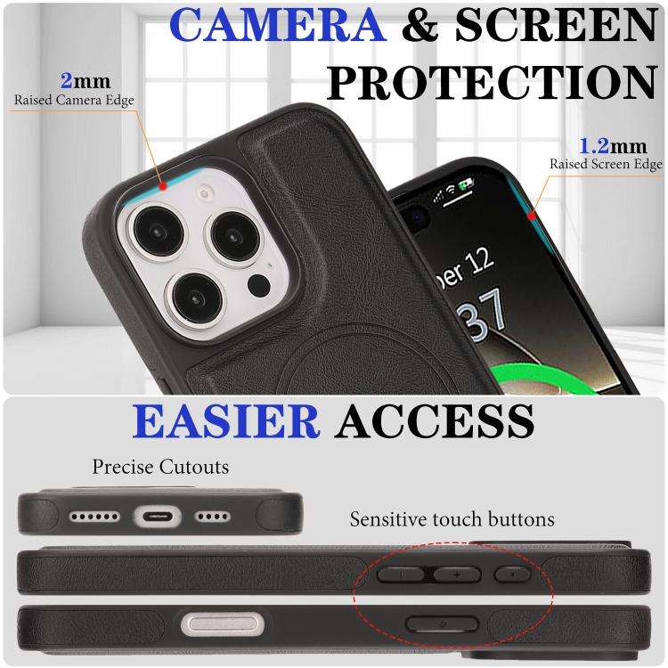 Kalebol Strong Magnetic MagSafe Ring 2 In 1 Split Leather Phone Case, For iPhone 15 Pro Max, For ...