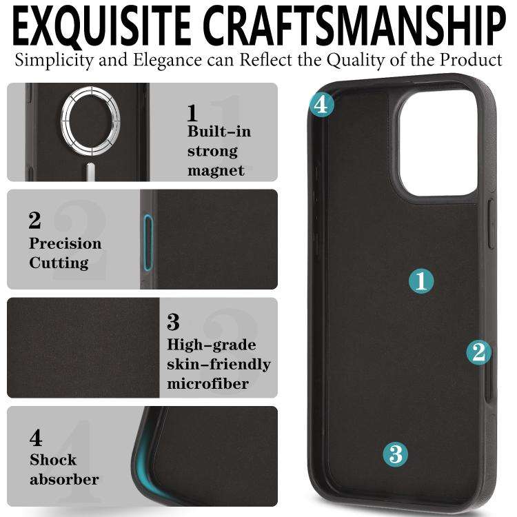 Kalebol Strong Magnetic MagSafe Ring 2 In 1 Split Leather Phone Case, For iPhone 15 Pro Max, For ...