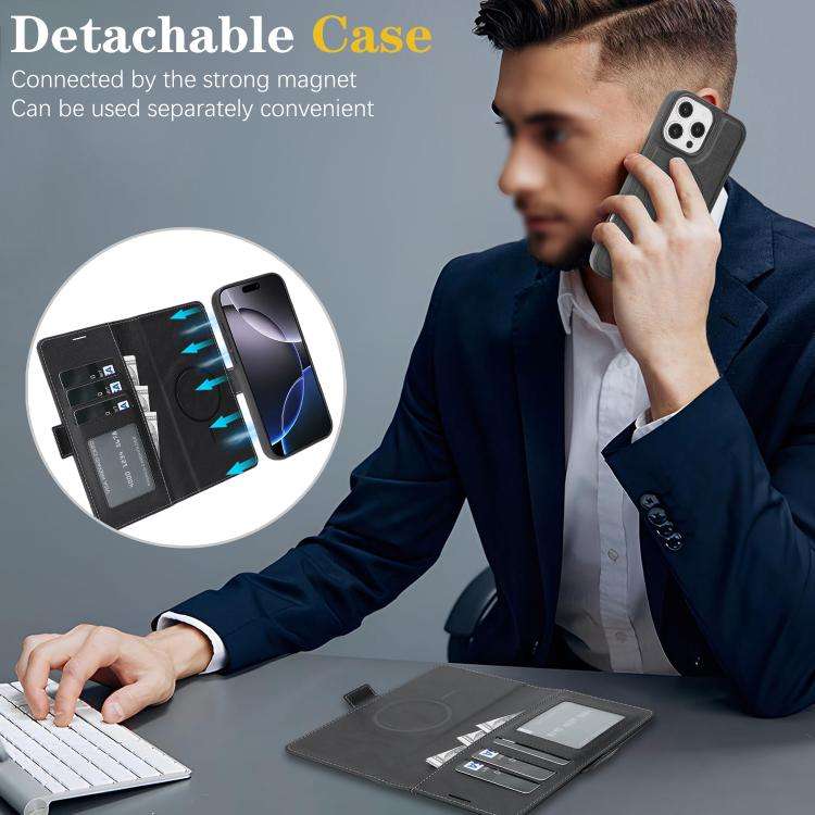 Kalebol Strong Magnetic MagSafe Ring 2 In 1 Split Leather Phone Case, For iPhone 15 Pro Max, For ...