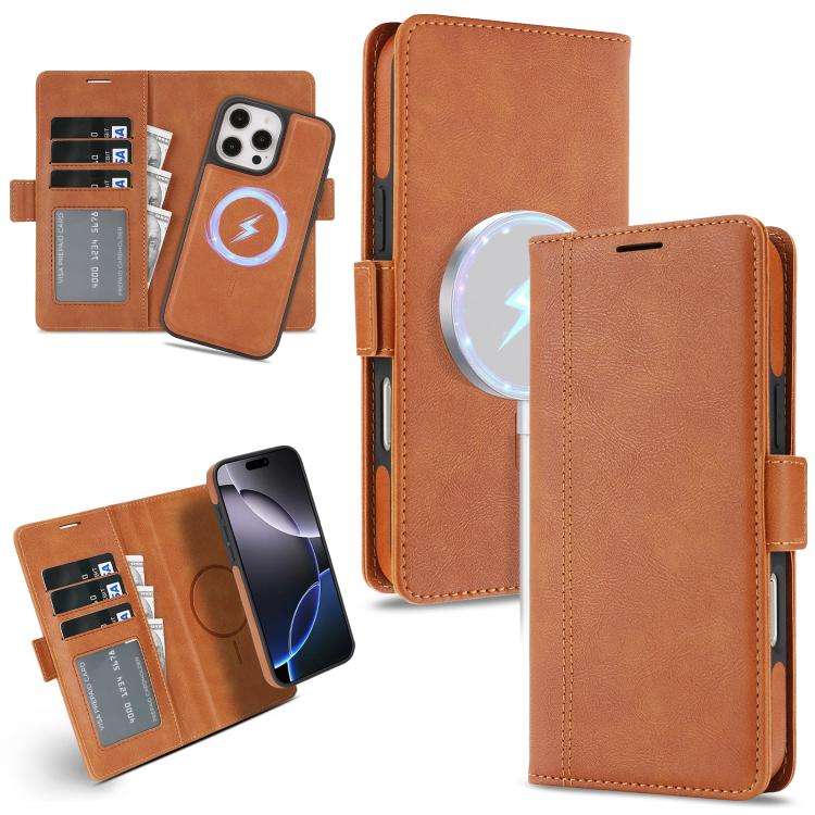 Kalebol Strong Magnetic MagSafe Ring 2 In 1 Split Leather Phone Case, For iPhone 15 Pro Max, For ...