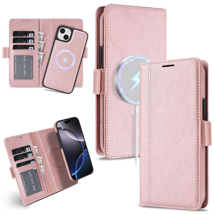 Kalebol Strong Magnetic MagSafe Ring 2 In 1 Split Leather Phone Case, For iPhone 15 Pro Max, For ...