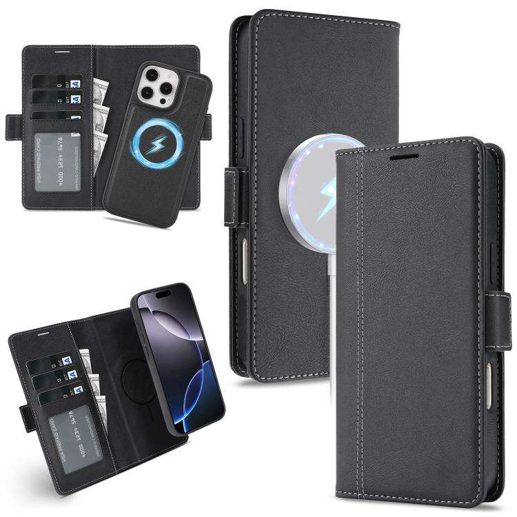 Kalebol Strong Magnetic MagSafe Ring 2 In 1 Split Leather Phone Case, For iPhone 15 Pro Max, For ...