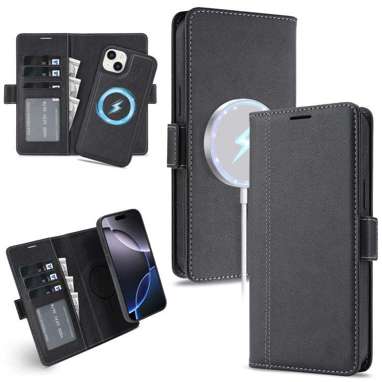 Kalebol Strong Magnetic MagSafe Ring 2 In 1 Split Leather Phone Case, For iPhone 15 Pro Max, For ...