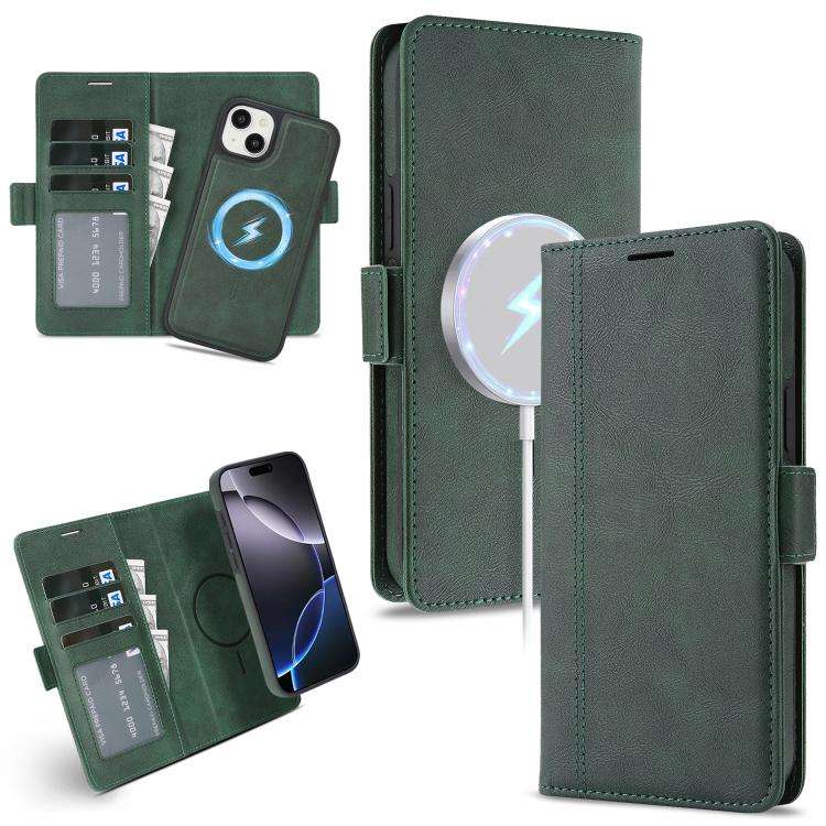 Kalebol Strong Magnetic MagSafe Ring 2 In 1 Split Leather Phone Case, For iPhone 15 Pro Max, For ...