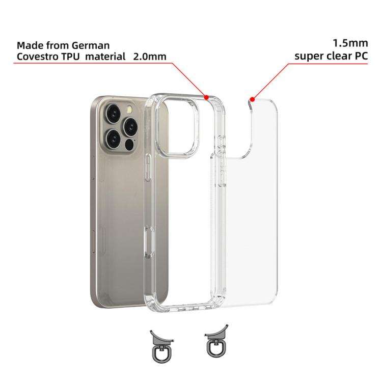 Kalebol Minimalist High Transparency Multi Color Rotating Lanyard Hole Phone Case, For iPhone 14 ...