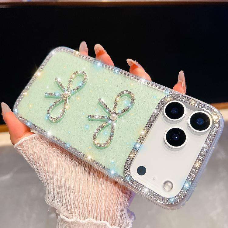 Diamond Glitter Dual Bow-knot Shockproof Phone Case, For iPhone 17 Pro Max, For iPhone 17 Pro, Fo...