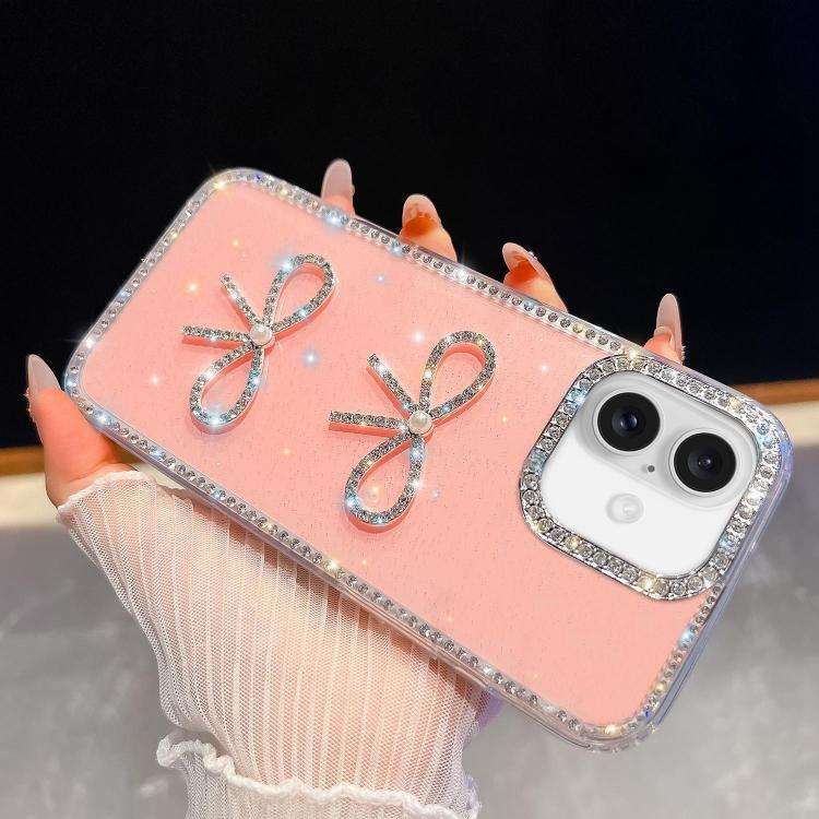 Diamond Glitter Dual Bow-knot Shockproof Phone Case, For iPhone 17 Pro Max, For iPhone 17 Pro, Fo...