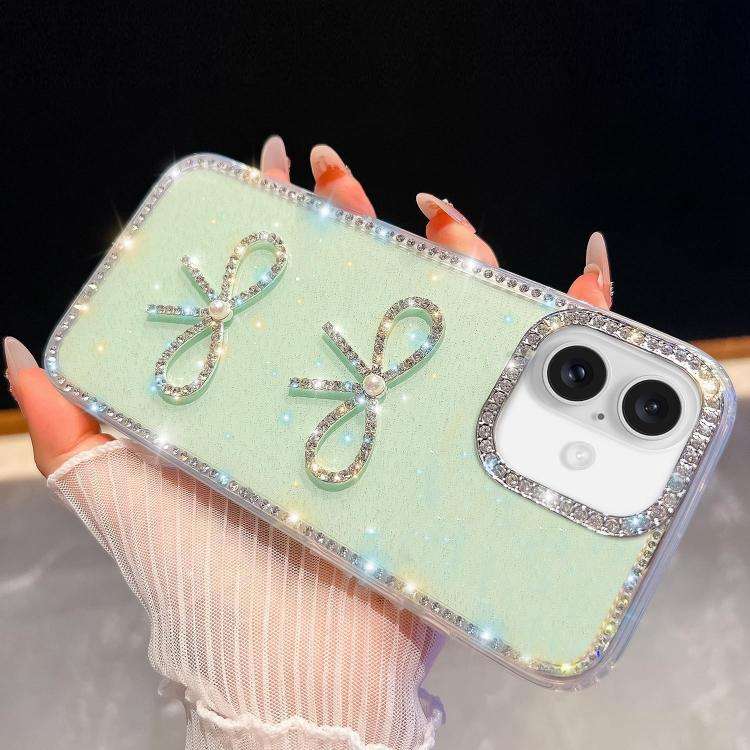 Diamond Glitter Dual Bow-knot Shockproof Phone Case, For iPhone 17 Pro Max, For iPhone 17 Pro, Fo...