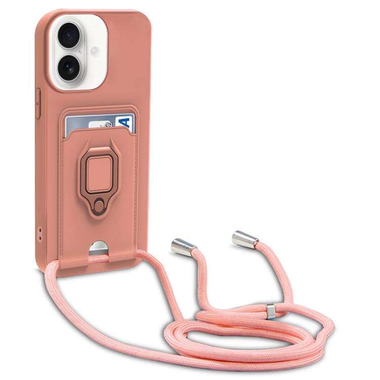 Sliding Camshield Magnetic Card Holder Silicone Phone Case with Lanyard, For iPhone 17 Pro Max, F...