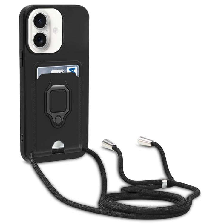 Sliding Camshield Magnetic Card Holder Silicone Phone Case with Lanyard, For iPhone 17 Pro Max, F...