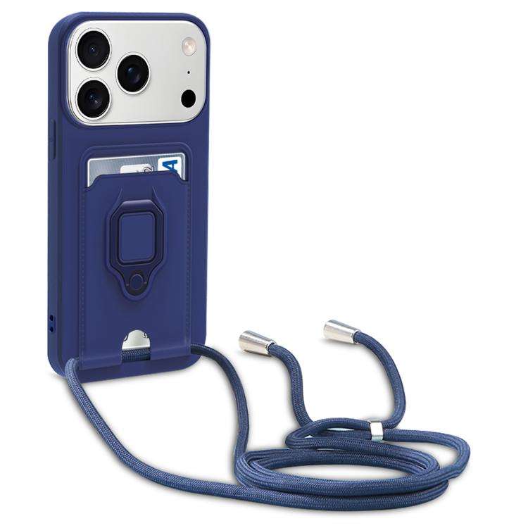 Sliding Camshield Magnetic Card Holder Silicone Phone Case with Lanyard, For iPhone 17 Pro Max, F...