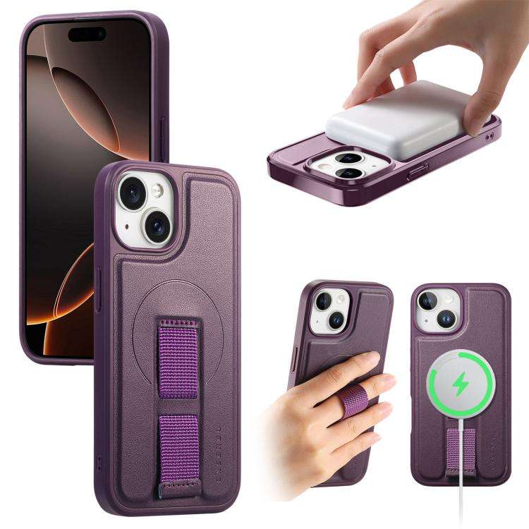 CaseNeo Finger Grip Wristband MagSafe Back Phone Case, For iPhone 16, For iPhone 15 Pro Max, For ...