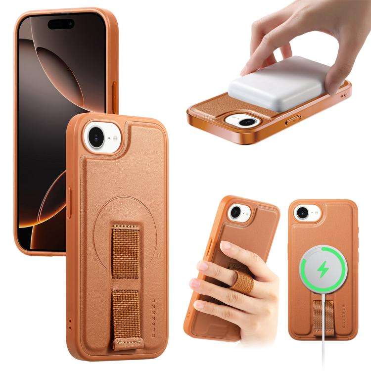 CaseNeo Finger Grip Wristband MagSafe Back Phone Case, For iPhone 17e / 16e, For iPhone 17 Pro Ma...